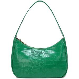 Women Crocodile Green Imported Polyester Leather Zipper Closure Tote Handbag